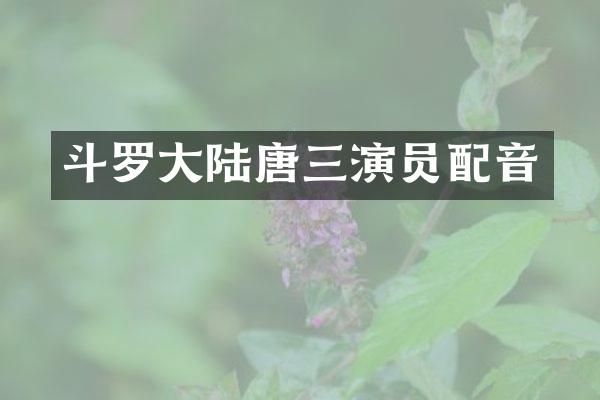斗罗大陆唐三演员配音