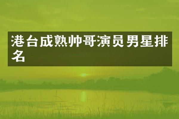 港台成熟帅哥演员男星排名