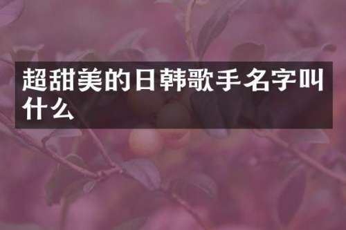 超甜美的日韩歌手名字叫什么