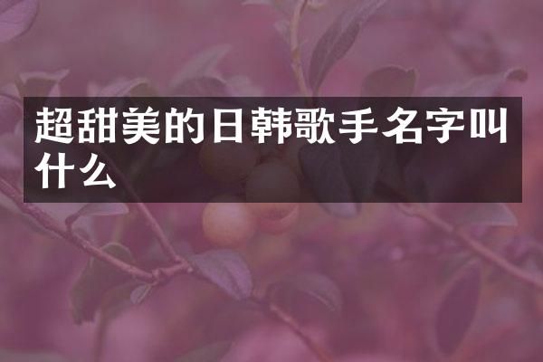 超甜美的日韩歌手名字叫什么