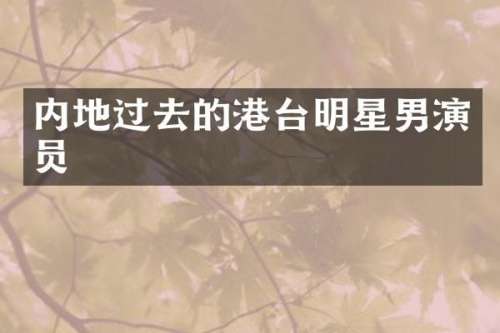 内地过去的港台明星男演员