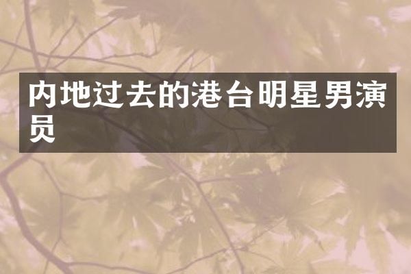 内地过去的港台明星男演员