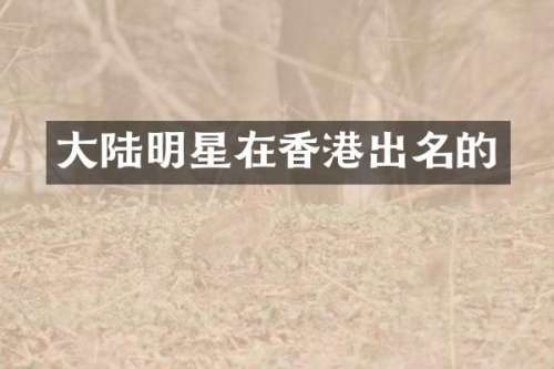 大陆明星在香港出名的