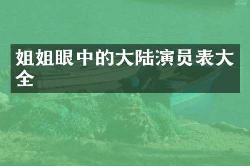 姐姐眼中的大陆演员表大全