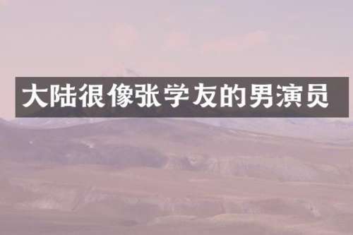 大陆很像张学友的男演员