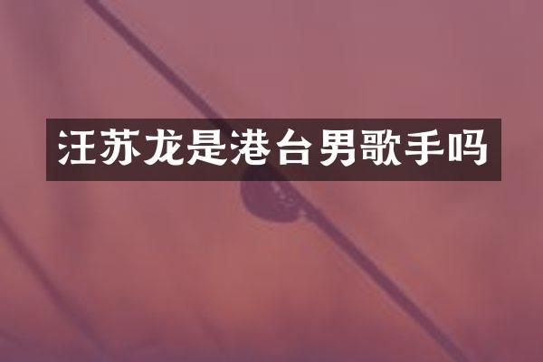 汪苏龙是港台男歌手吗