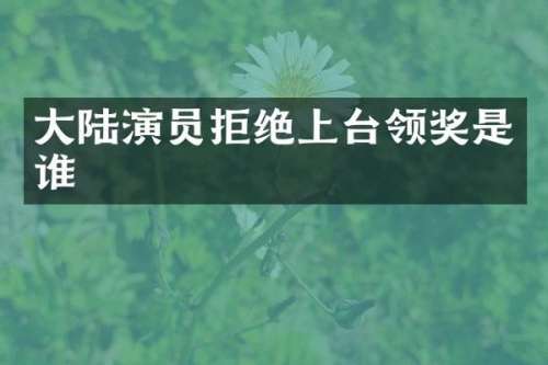 大陆演员拒绝上台领奖是谁