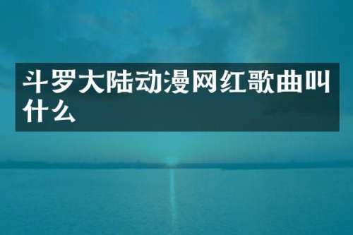 斗罗大陆动漫网红歌曲叫什么