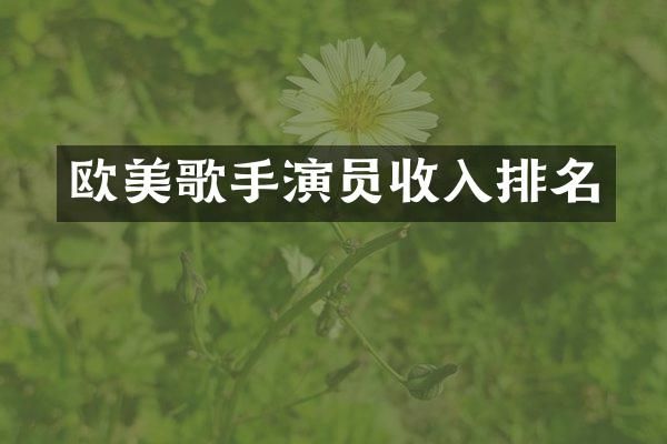 欧美歌手演员收入排名
