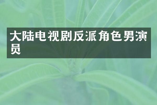 大陆电视剧反派角色男演员