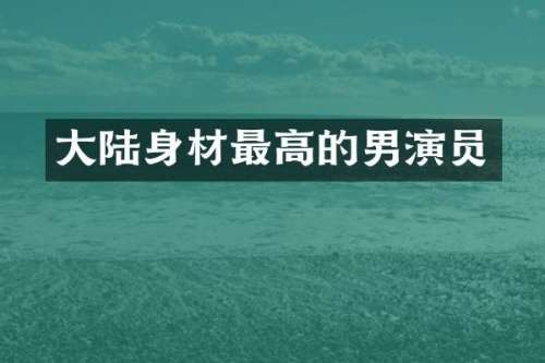 大陆身材最高的男演员