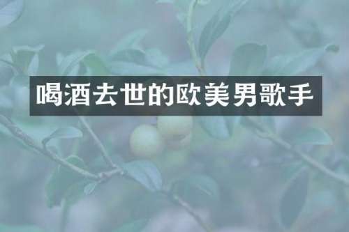 喝酒去世的欧美男歌手