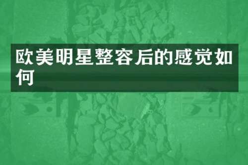 欧美明星整容后的感觉如何