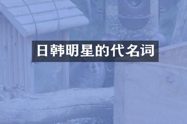 日韩明星的代名词