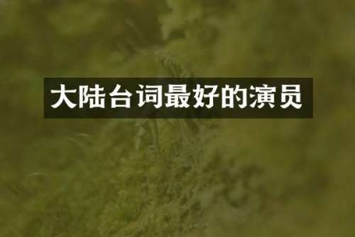 大陆台词最好的演员