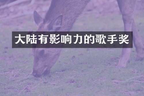 大陆有影响力的歌手奖