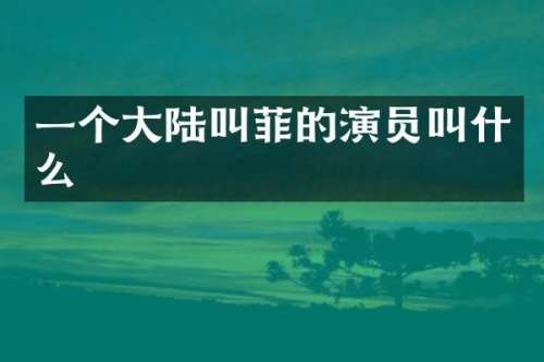 一个大陆叫菲的演员叫什么