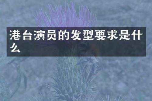 港台演员的发型要求是什么