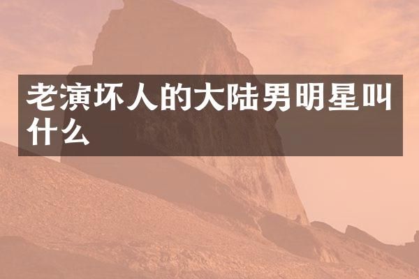 老演坏人的大陆男明星叫什么