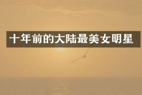 十年前的大陆最明星
