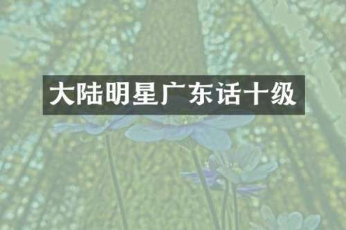 大陆明星广东话十级