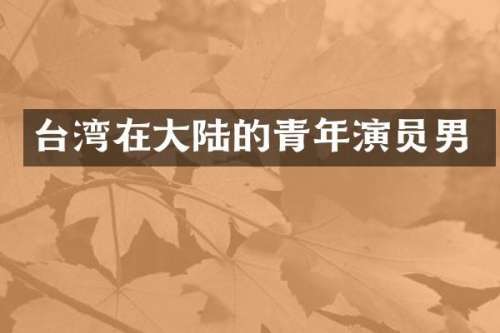 台湾在大陆的青年演员男