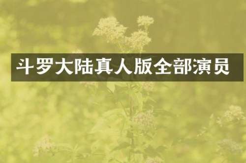 斗罗大陆真人版全部演员
