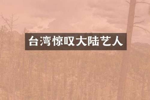台湾惊叹大陆艺人