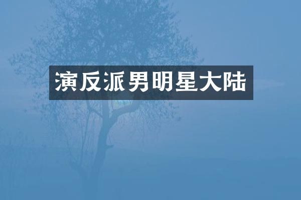演反派男明星大陆