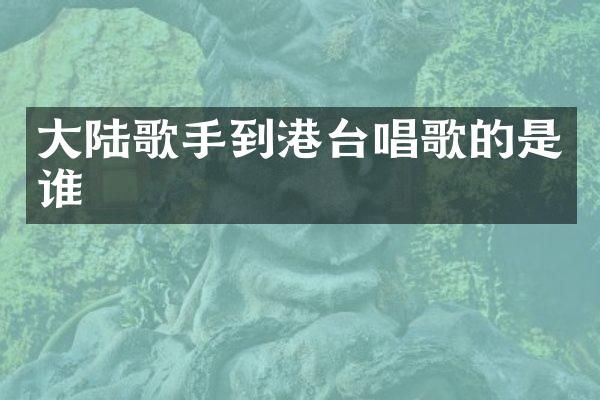 大陆歌手到港台唱歌的是谁