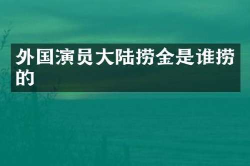 外国演员大陆捞金是谁捞的