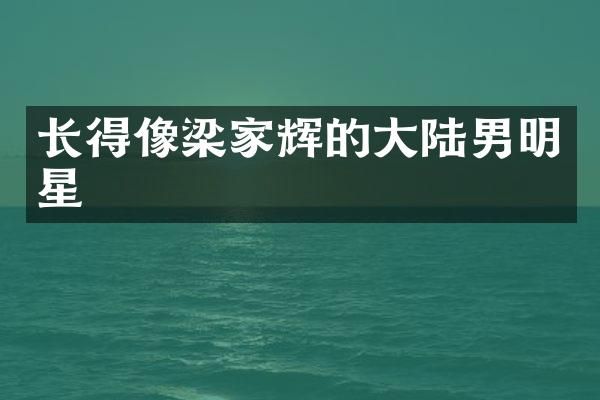 长得像梁家辉的大陆男明星