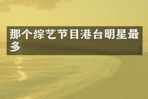 那个综艺节目港台明星最多