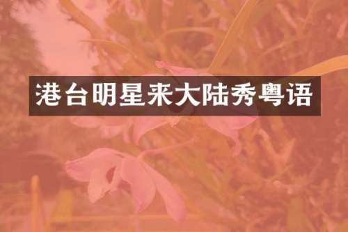 港台明星来大陆秀粤语