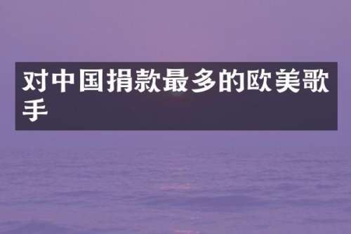 对中国捐款最多的欧美歌手