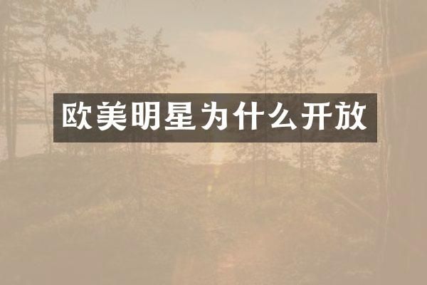 欧美明星为什么开放