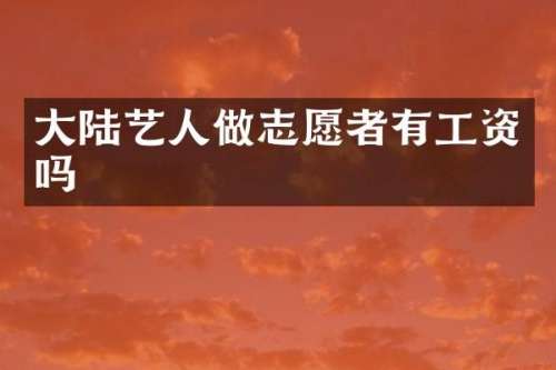 大陆艺人做志愿者有工资吗