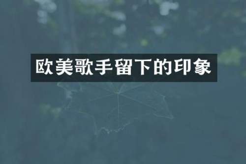 欧美歌手留下的印象