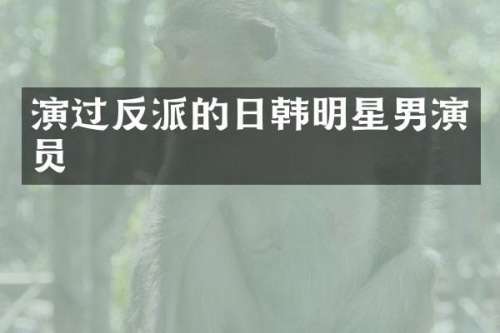 演过反派的日韩明星男演员