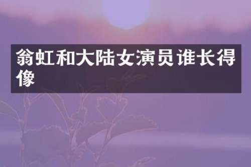 翁虹和大陆女演员谁长得像