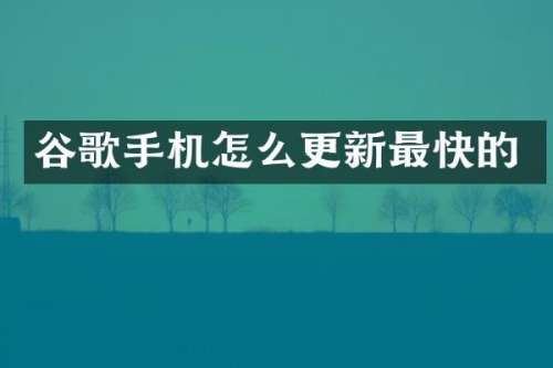 谷歌手机怎么更新最快的
