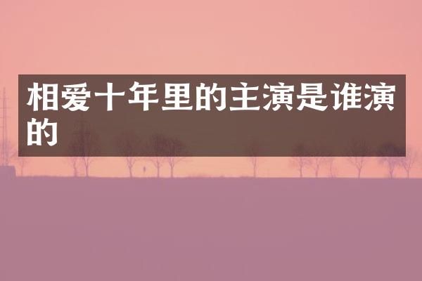 相爱十年里的主演是谁演的