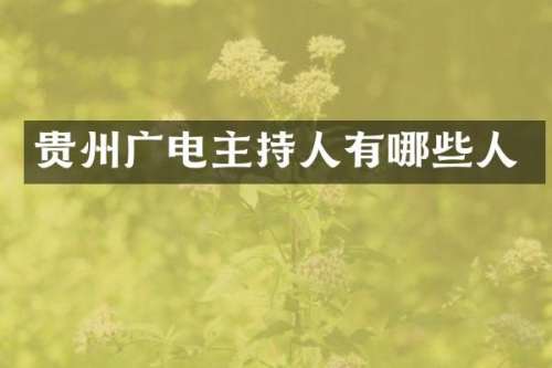 贵州广电主持人有哪些人
