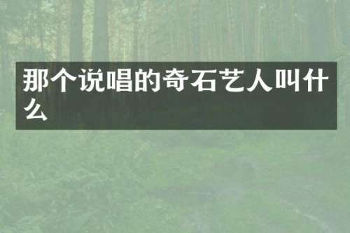 那个说唱的奇石艺人叫什么