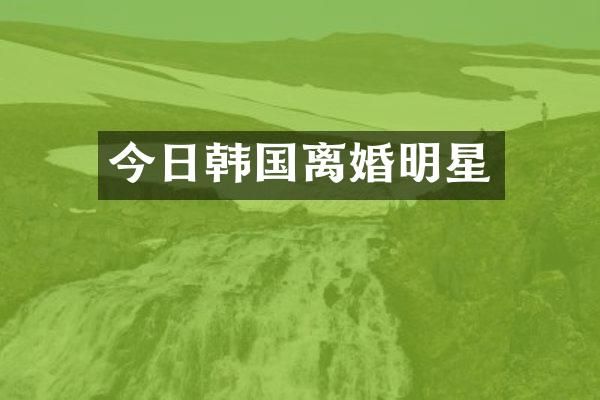 今日韩国离婚明星