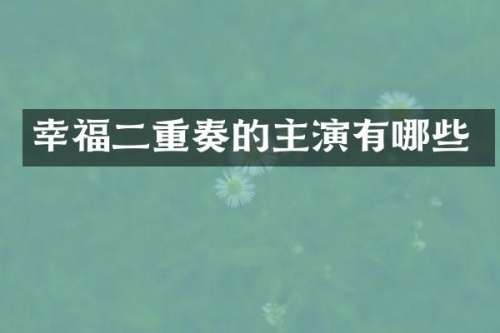 幸福二重奏的主演有哪些