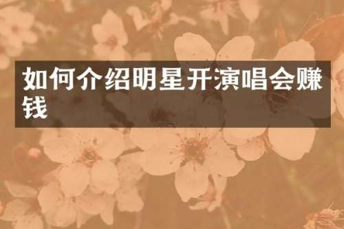 如何介绍明星开演唱会赚钱