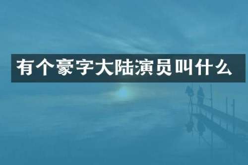 有个豪字大陆演员叫什么