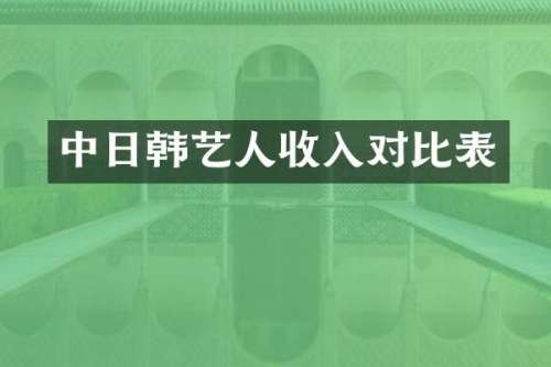 中日韩艺人收入对比表