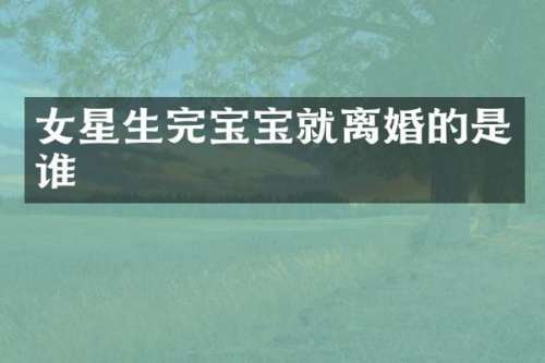 女星生完宝宝就离婚的是谁